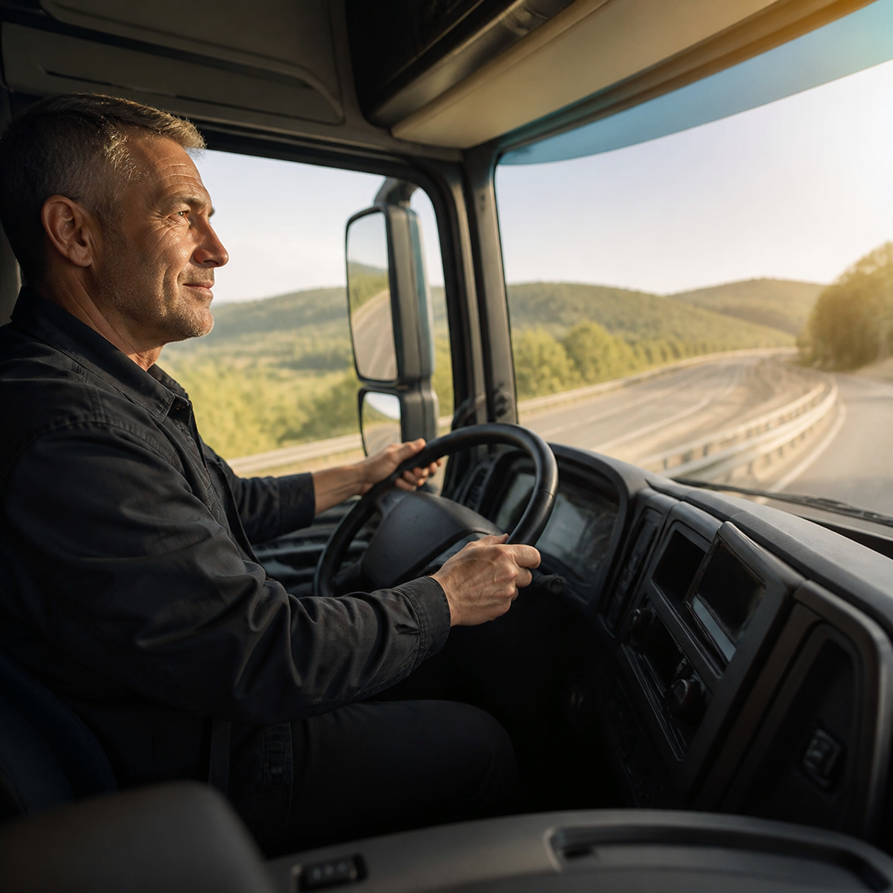 Symbolbild: Lkw-Fahrer am Steuer